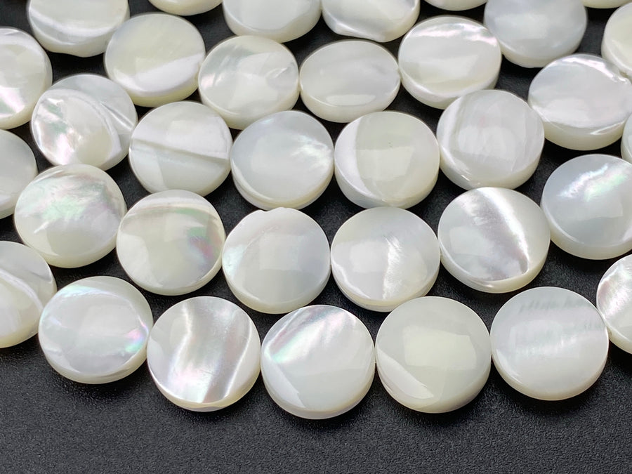 10mm white MOP coin beads
