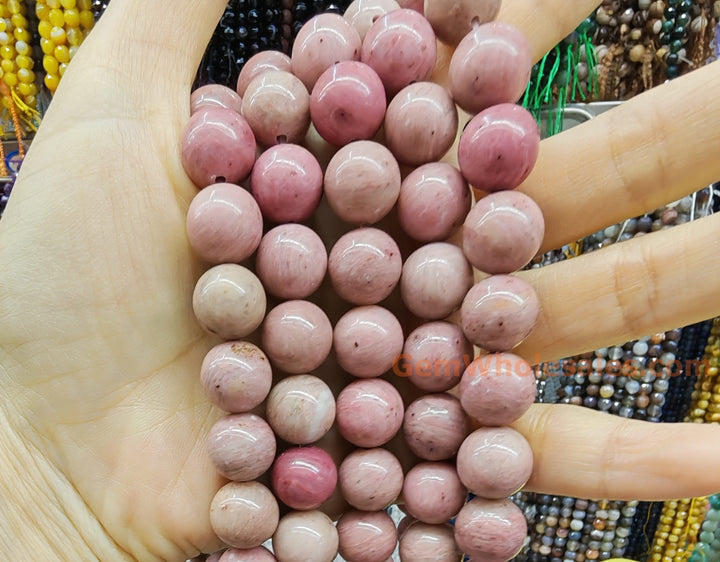 15.5" 12mm natural Rhodonite stone round jewelry beads