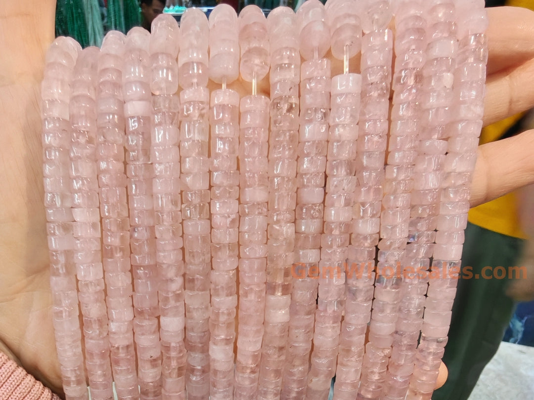 15.5" 3x6mm natural rose quartz Heishi Disc jewelry beads