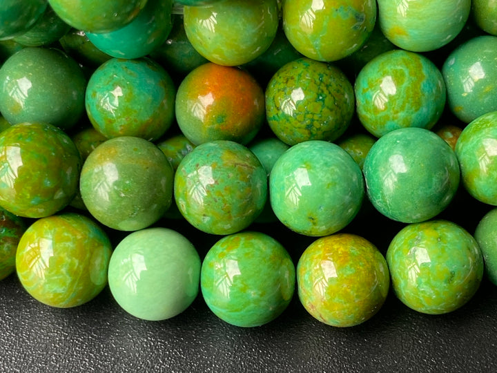 15" 6mm/8mm yellow green howlite turquoise round beads