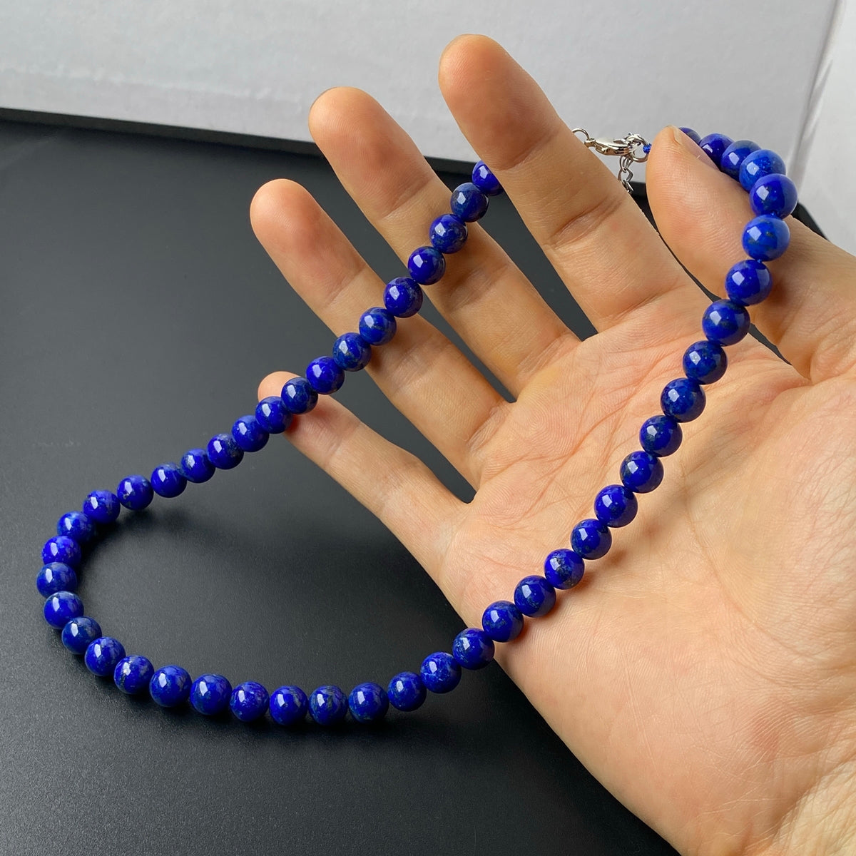 16" 8mm AA Natural Lapis lazuli stone round beads necklace, gift for him