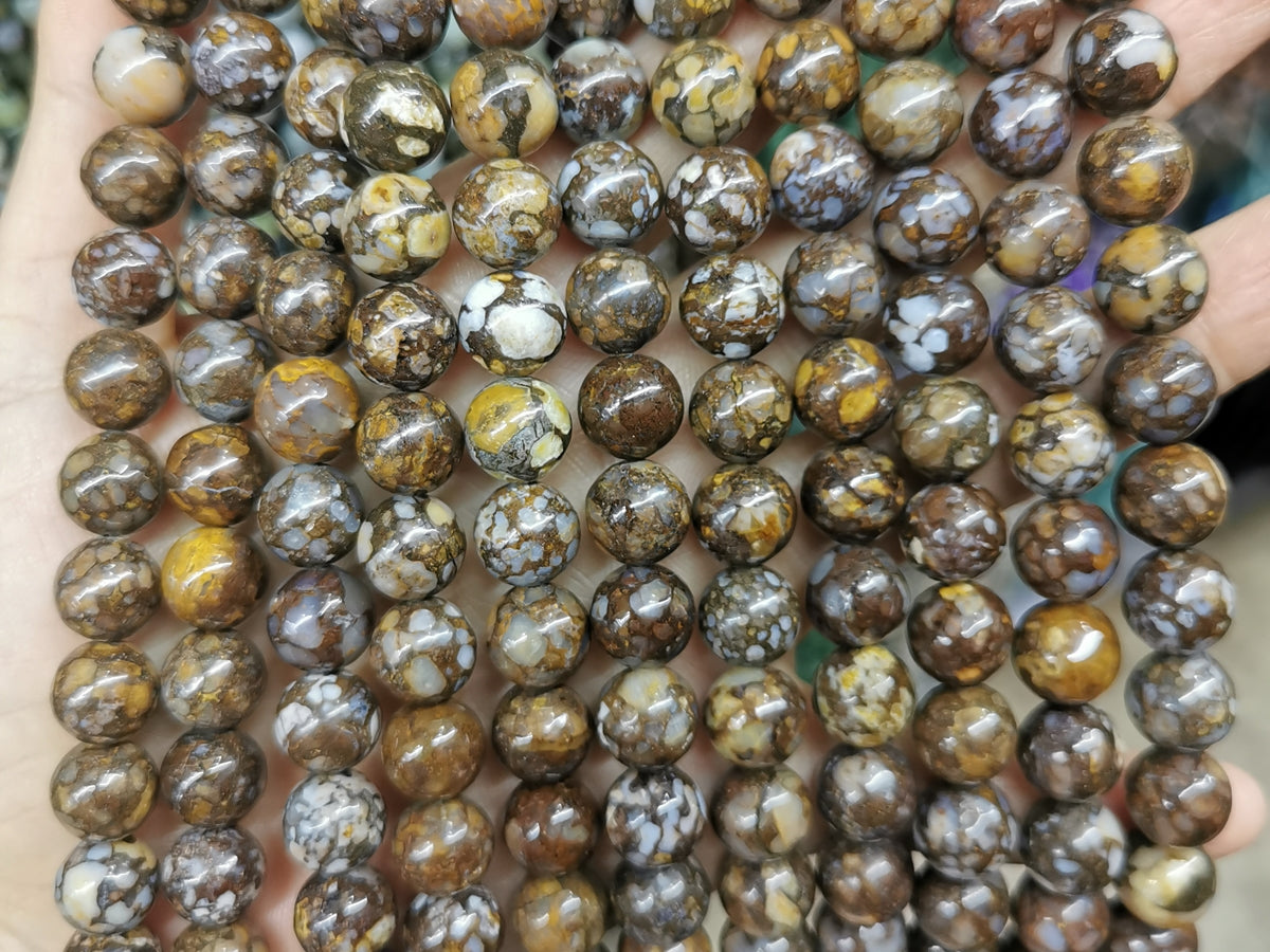 15" 10mm Natural brown opal round beads, brown gemstone beads