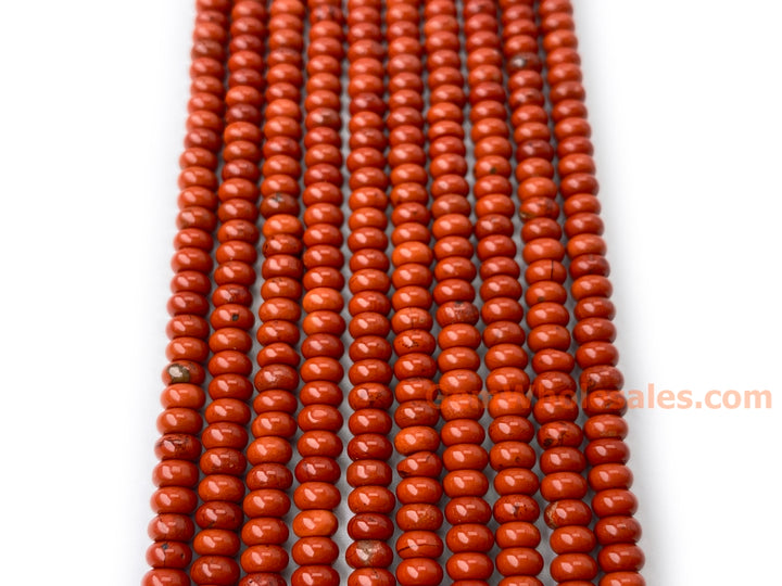 15.5" 2x4mm Natural red jasper rondelle/heishi beads