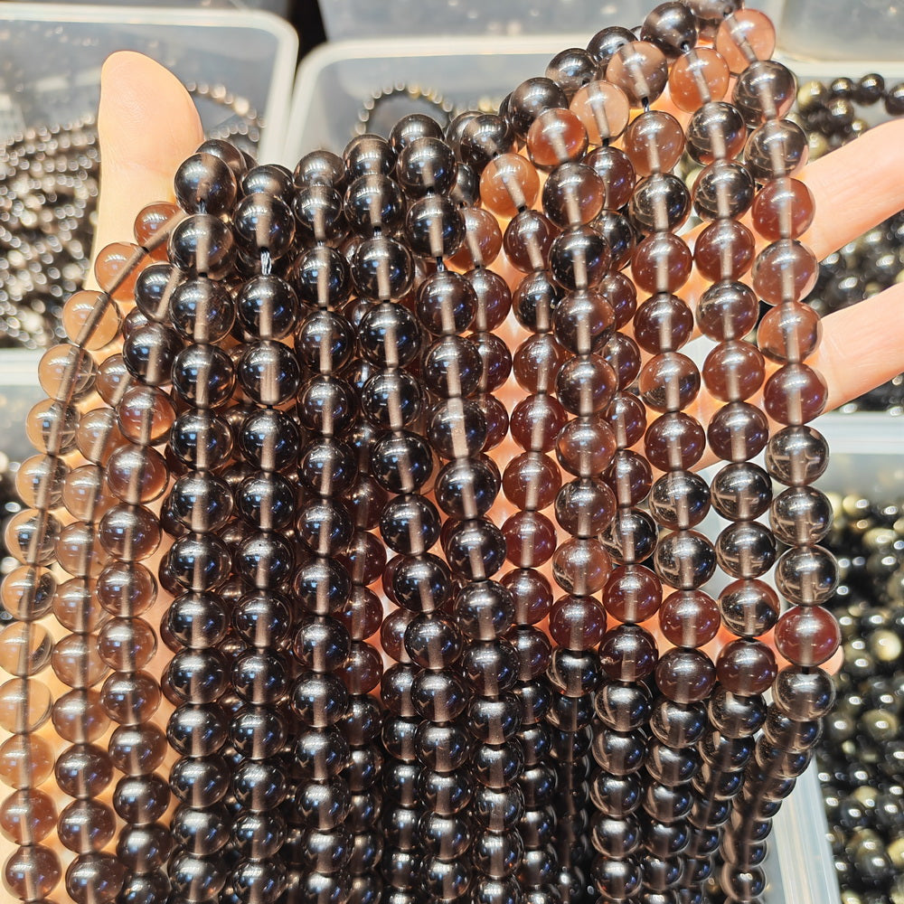 10mm Natural Transparent brown Ice obsidian round beads, 15.5"
