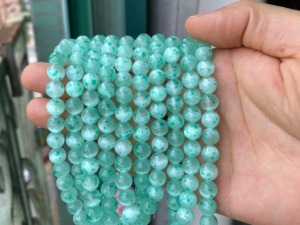 15" 8mm green color calcite stone round beads