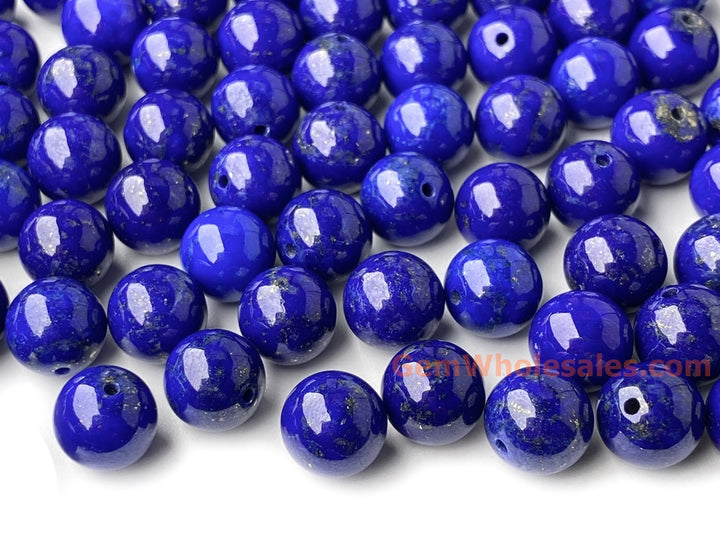 10PCS AAA 8mm natural genuine Lapis lazuli stone round beads halfdrilled