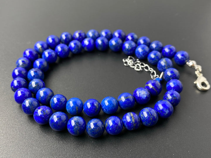 16" 8mm AA Natural Lapis lazuli stone round beads necklace, gift for him