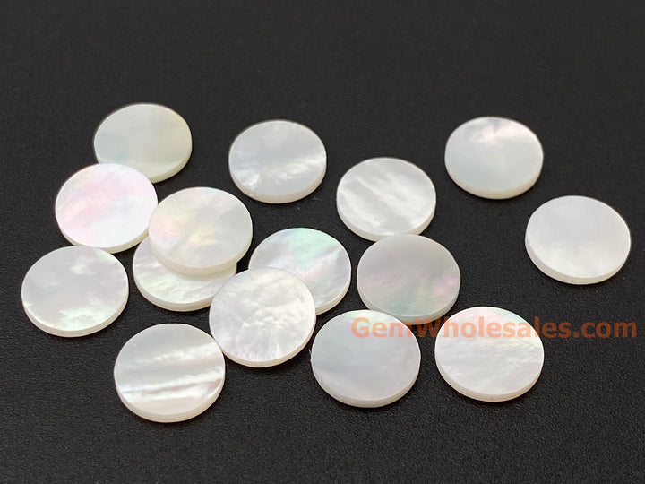 8mm/10mm white mother of pearl MOP undrilled coin beads, 20PCS