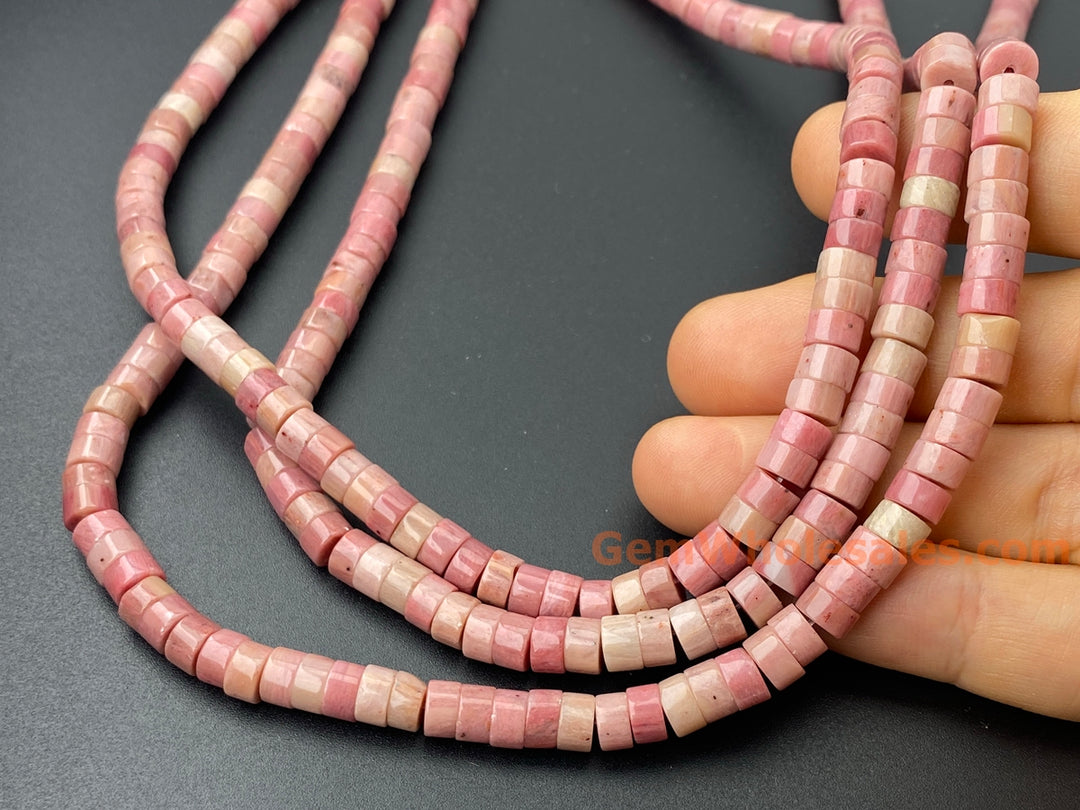 15.5" 3x6mm natural Rhodonite stone Heishi Disc jewelry beads