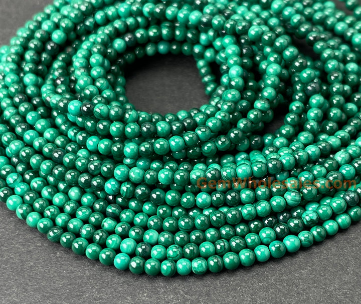 15.5" 2mm Natural green malachite stone tiny round beads