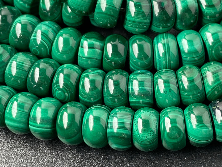 15.5" 4x8mm Genuine natural malachite stone rondelle/Button beads