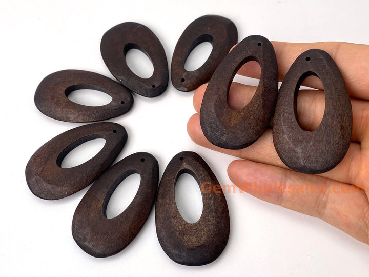 10PCS 32x50mm Dark brown Wooden teardrop pendant, earrings charms