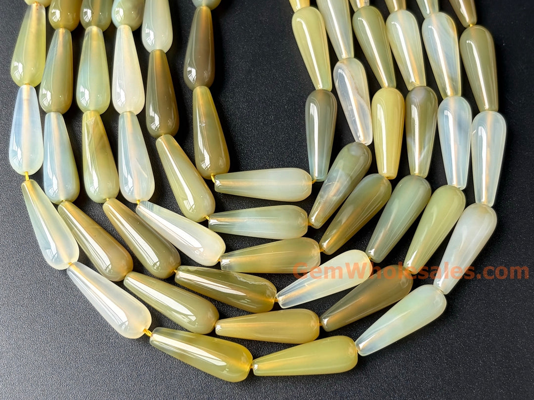 10x30mm Yellow agate teardrop beads, DIY jewelry pendant, 15.5"