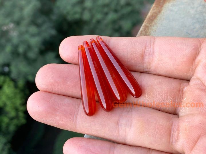 1pair 6x35mm red agate/onyx teardrop beads, side hole drilled