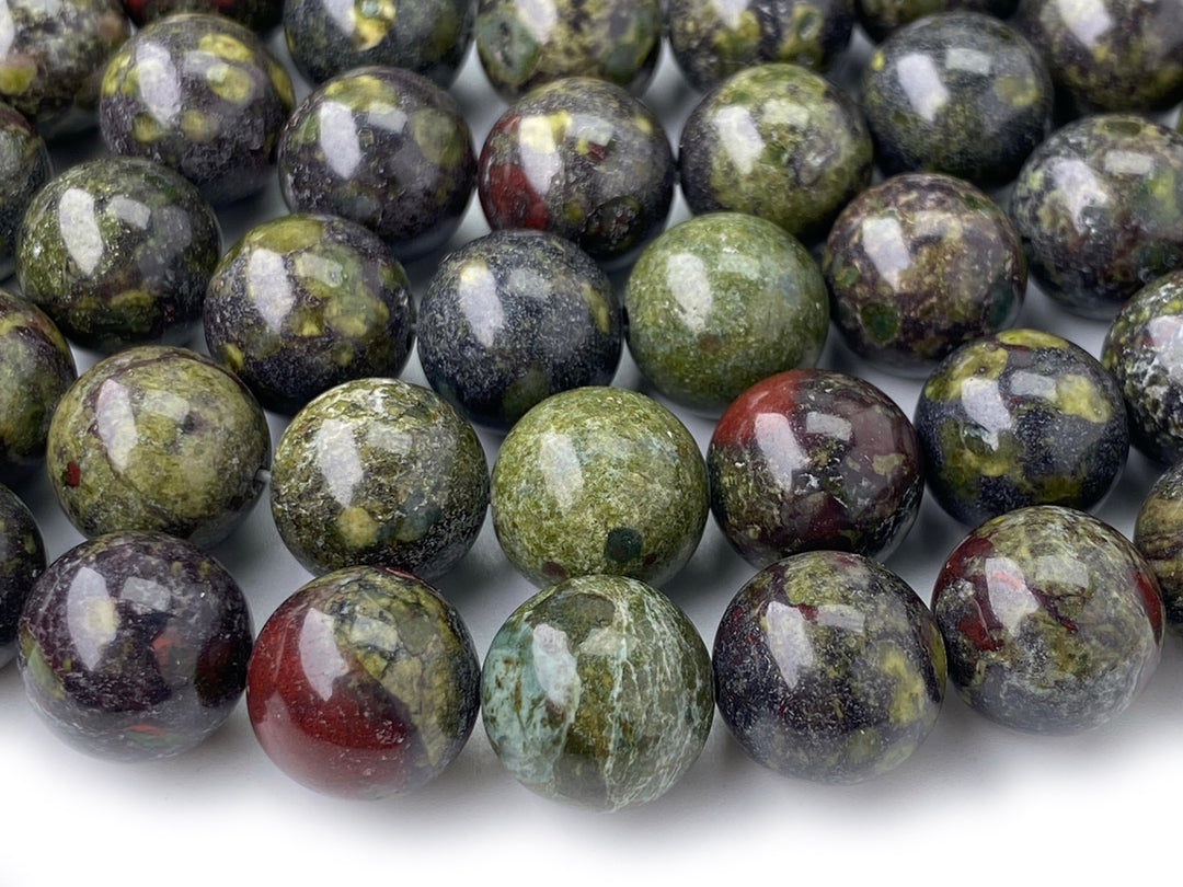 15.5" 8mm/10mm Natural green Australia dragon blood jade Round beads