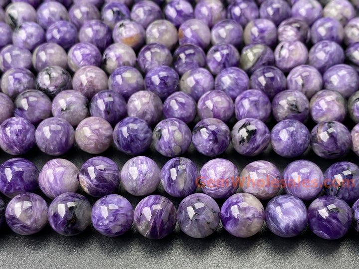 15.5" AA 10mm natural purple charoite stone round beads