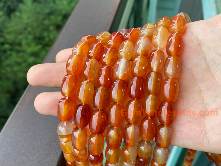 15" 10x14mm red Agate barrel drum beads semi precious stone