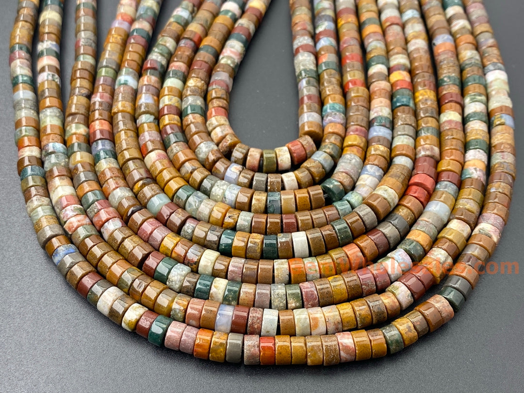 15" 3x6mm natural ocean jasper Heishi beads for jewelry making