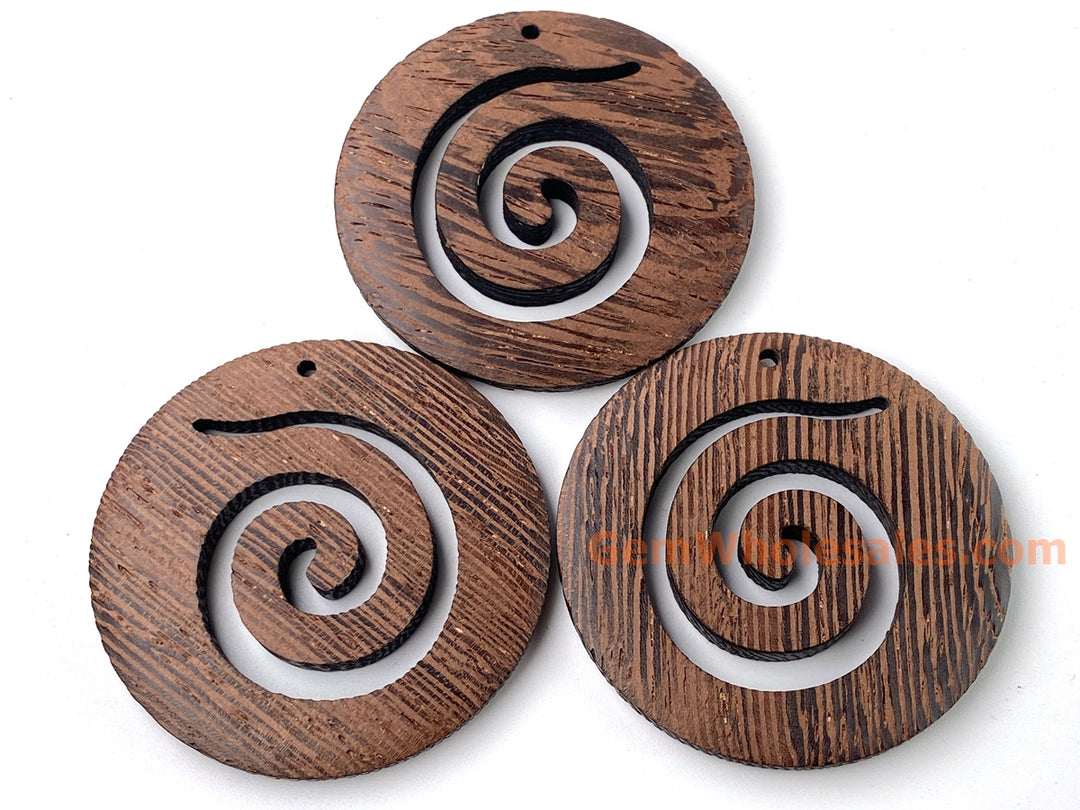 10pcs 50mm Brown Wooden round pendant, wood earrings charm