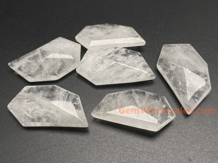 1PC 40x20mm Natural Clear Quartz Geometric Faceted Pendant