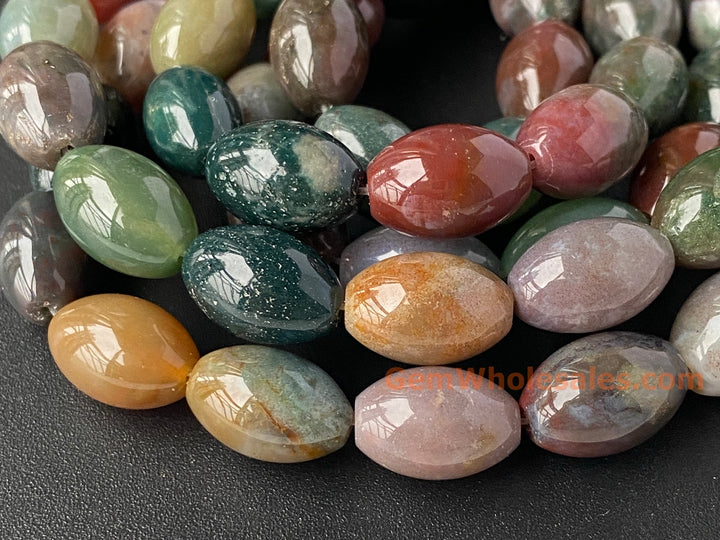 10x14mm Natural Indian agate oval beads, 15.5"