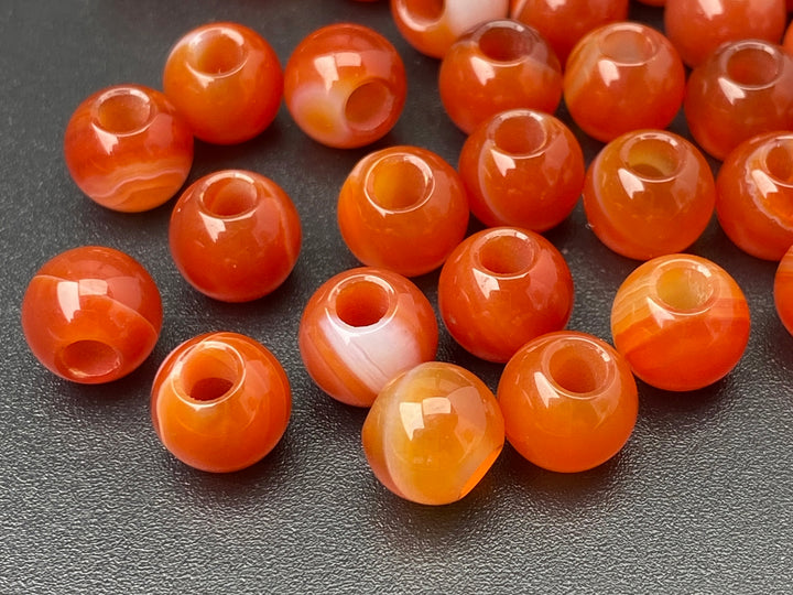 20pcs 8mm red stripe agate round beads, 3mm big hole