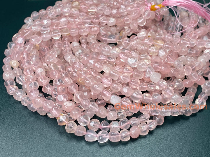 15.5" 8x10mm Natural rose quartz pebbles/nugget beads