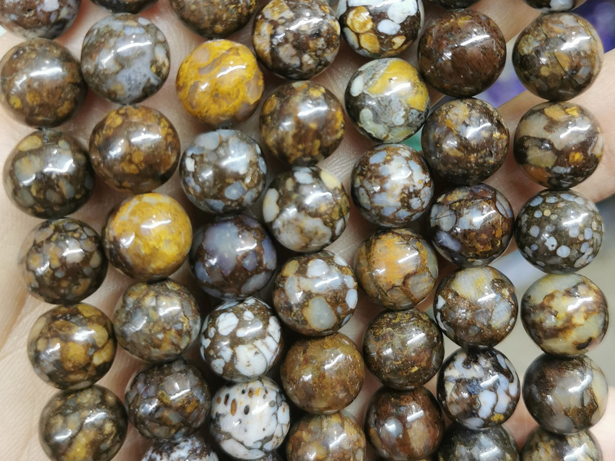 15" 10mm Natural brown opal round beads, brown gemstone beads