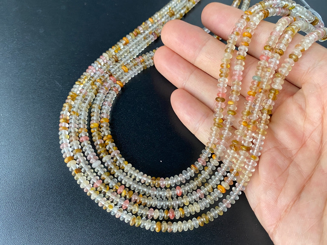 15.5" 2x4mm Fire Cherry Quartz rondelle beads, roundel beads