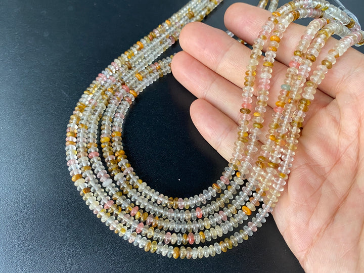 15.5" 2x4mm Fire Cherry Quartz rondelle beads, roundel beads