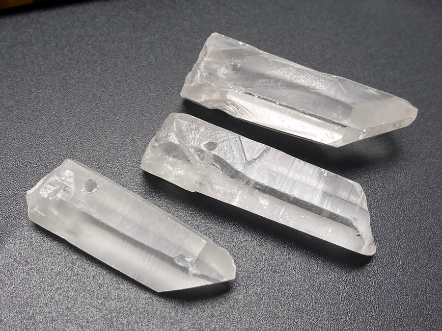 5PC 35~45mm Natural rock crystal quartz Stick Wand drilled pendant