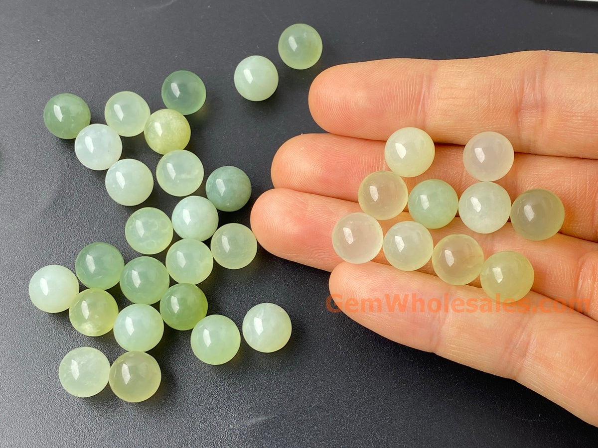 10PCS 10mm natural new jade undrilled green round single stone beads