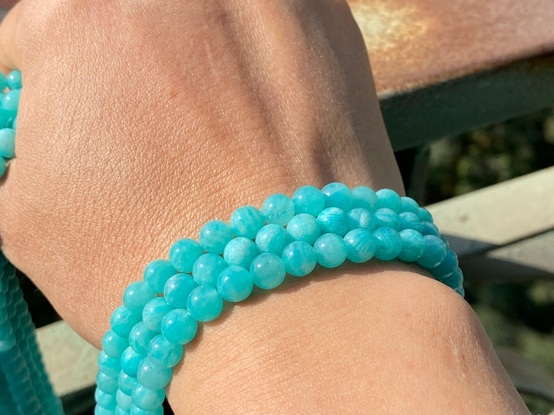 15.5" 8mm AA Natural amazonite stone round jewelry beads Mozambique