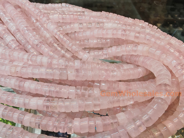 15.5" 3x6mm natural rose quartz Heishi Disc jewelry beads