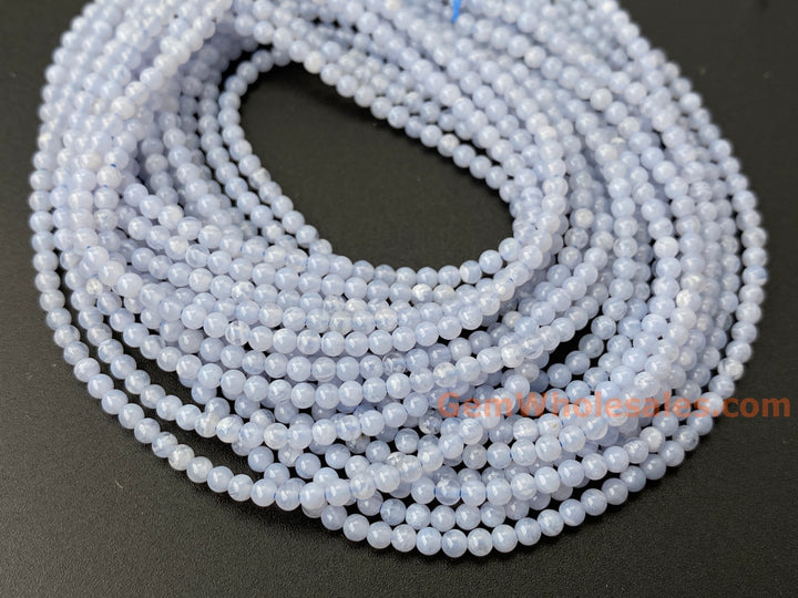 15.5" 2mm natural blue lace Agate Round jewelry beads