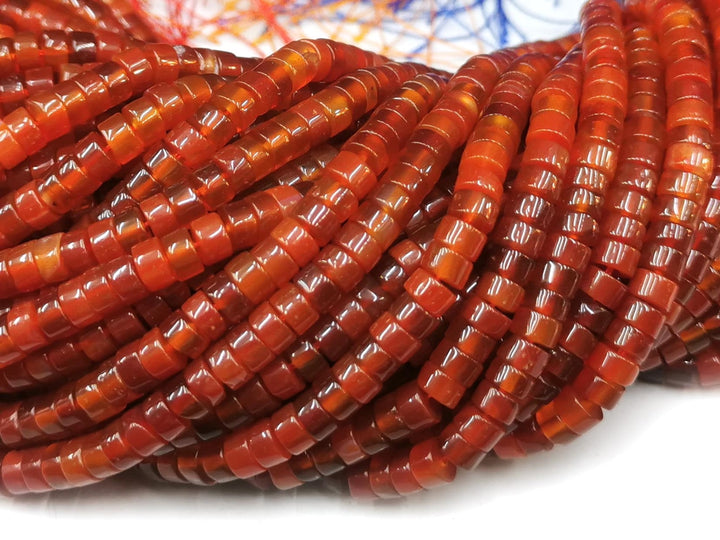 15.5" 3x6mm Carnelian gemstone Heishi beads