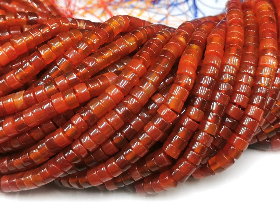 15.5" 3x6mm Carnelian gemstone Heishi beads