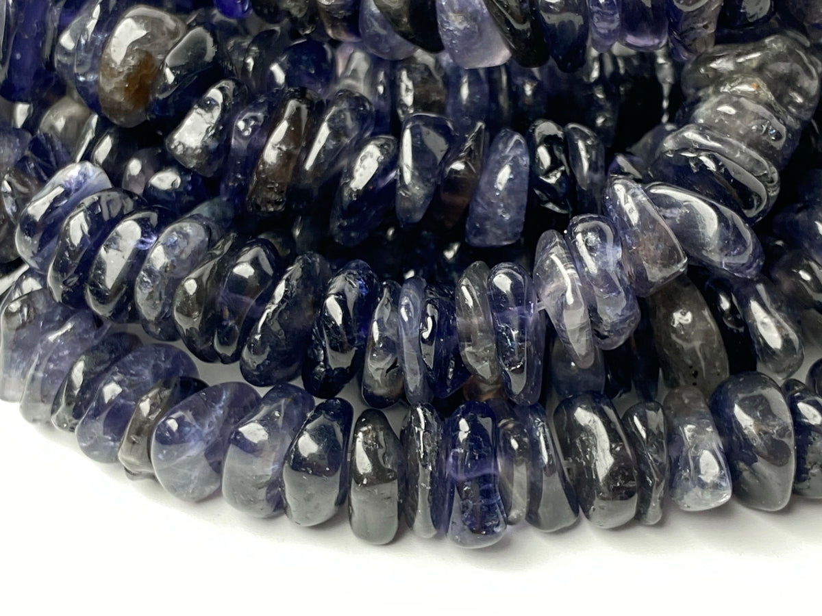 16" 10~15mm Natural Iolite stone tumbled chips beads strand