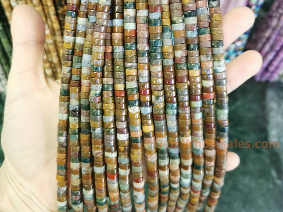 15" 3x6mm natural ocean jasper Heishi beads for jewelry making
