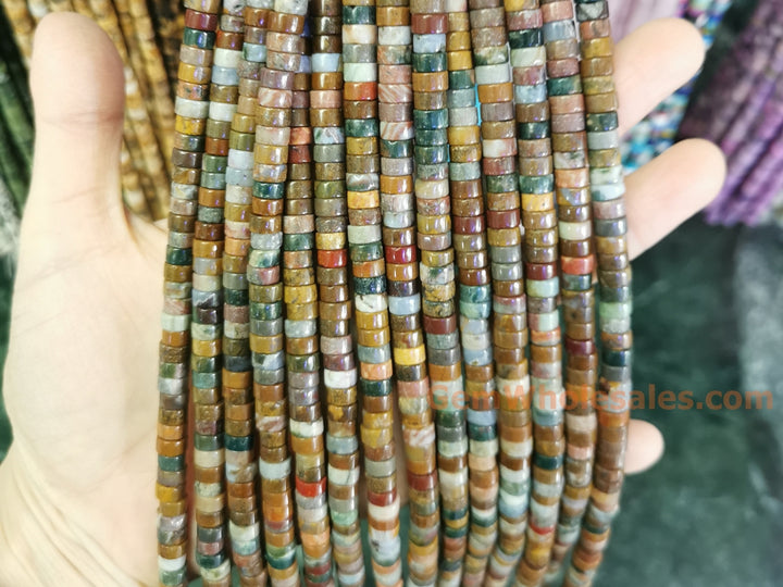 15" 3x6mm natural ocean jasper Heishi beads for jewelry making