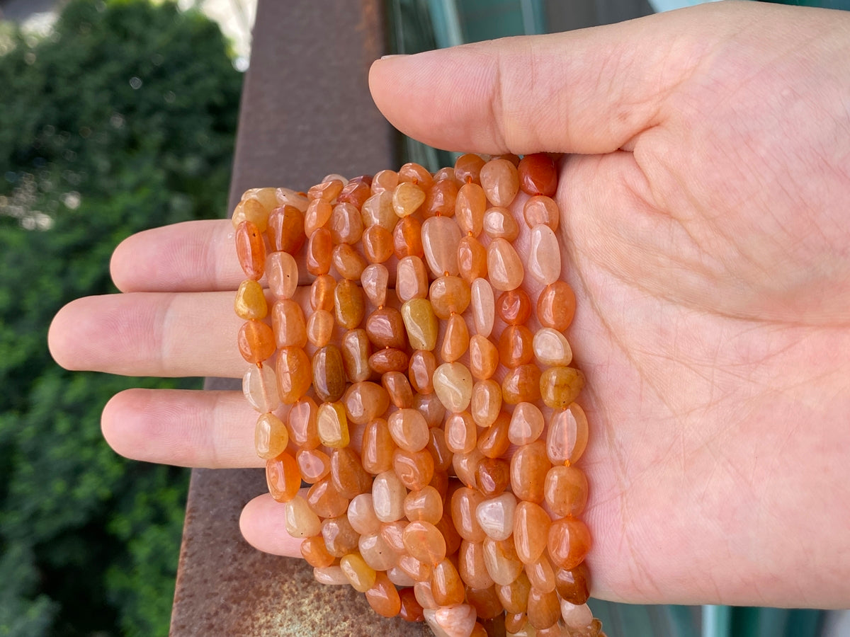 15.5" 6~8mm Natural red aventurine pebbles beads,potato beads, small nugget beads