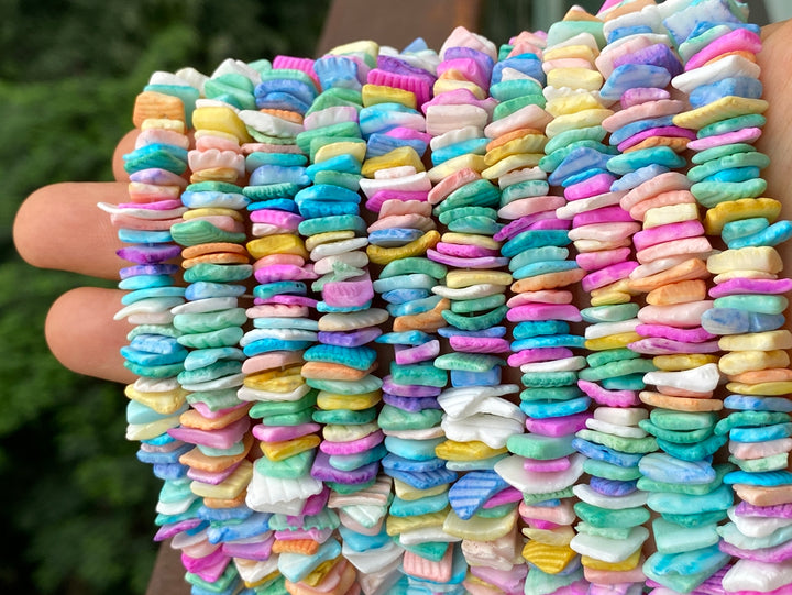 16" 8~12mm multi color shell flake chips beads strands