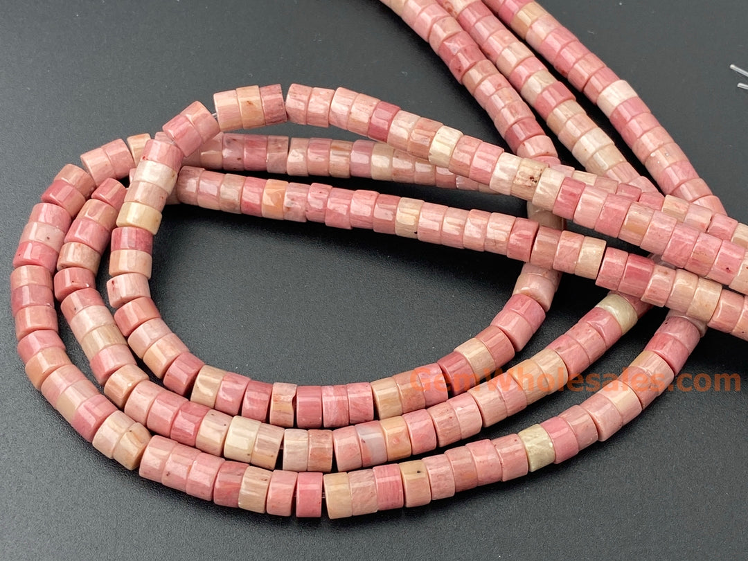 15.5" 3x6mm natural Rhodonite stone Heishi Disc jewelry beads
