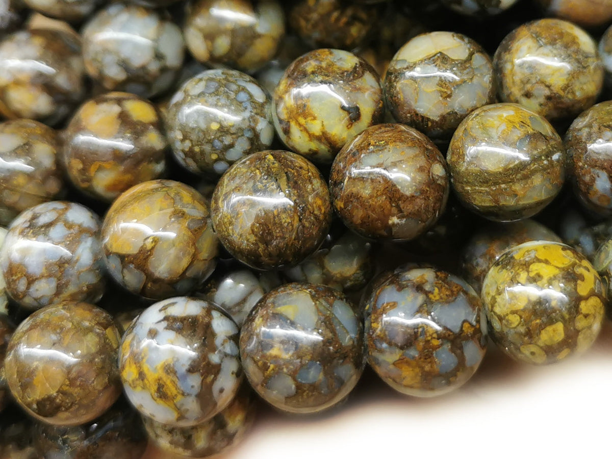 15" 10mm Natural brown opal round beads, brown gemstone beads