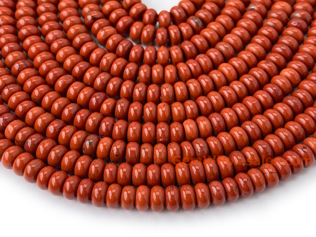 15.5" 2x4mm Natural red jasper rondelle/heishi beads