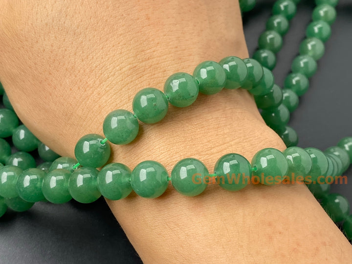 15" 10mm/12mm natural Deep green aventurine round beads