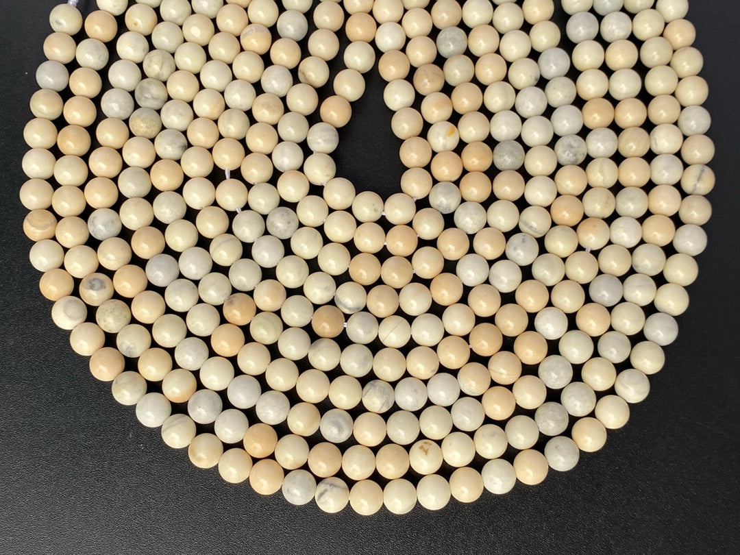 15.5" 8mm Natural Cream beige color Ivory jasper round beads