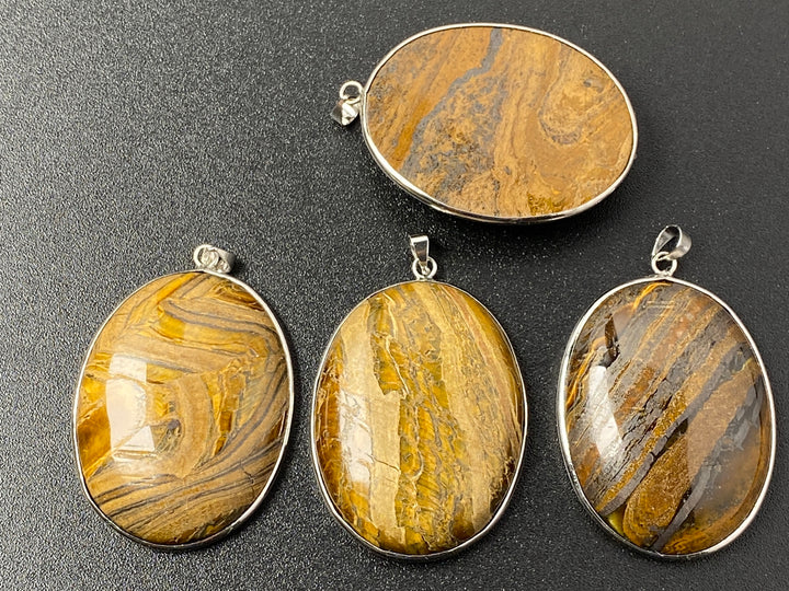 30x40mm natural Iron tiger eye stone oval pendant