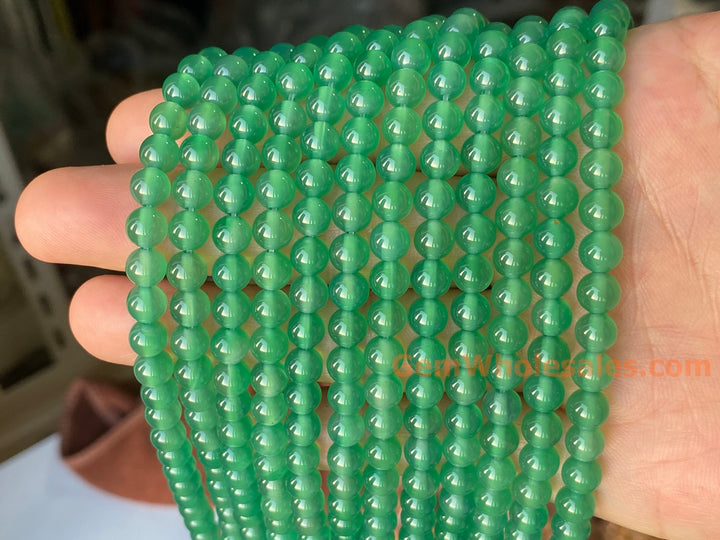 14.5" 6mm light green Agate Round beads Gemstone