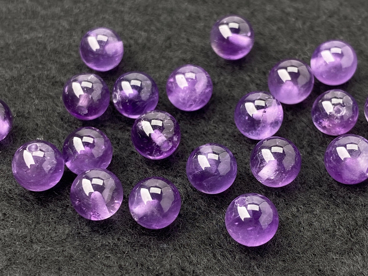 6mm Natural amethyst half drilled round crystal beads – GemWholesales